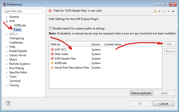 Patch Settings for AVR Eclipse Plugin
