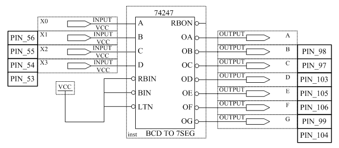 Схема преобразователя кода для семисегментного индикатора 12KБ